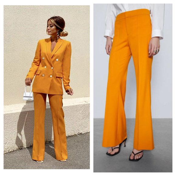 Zara Pants - ZARA MID-RISE ORANGE WIDE LEG PANTS